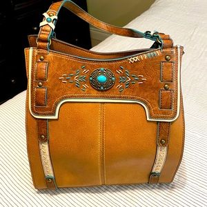 👜Catchfly Studio Genuine Leather Western Bag w/Concealed Carry Back Pocket👜